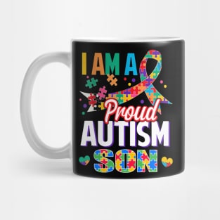 I Am A Proud Autism Son Autism Awareness Ribbon Mug